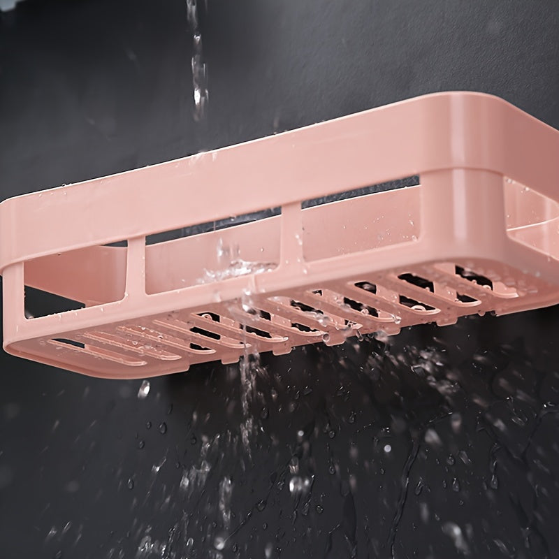 Estante de pared de plástico para baño, organizador autoadhesivo, sin taladro, almacenamiento