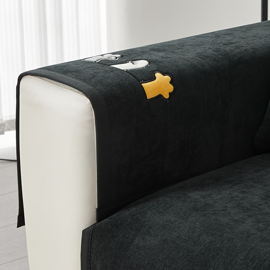 Эластичный чехол для сидений с вышивкой в виде кошачьих лап, комплект чехлов для дивана на все сезоны, пылезащитный защитник мебели для домашних животных, подходит для балкона, гостиной и домашнего декора. Чехол только для подушки.