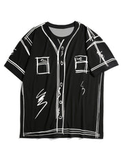 Camiseta de verano para hombre, dibujada a mano en Harajuku, de manga corta, casual, de tejido de punto