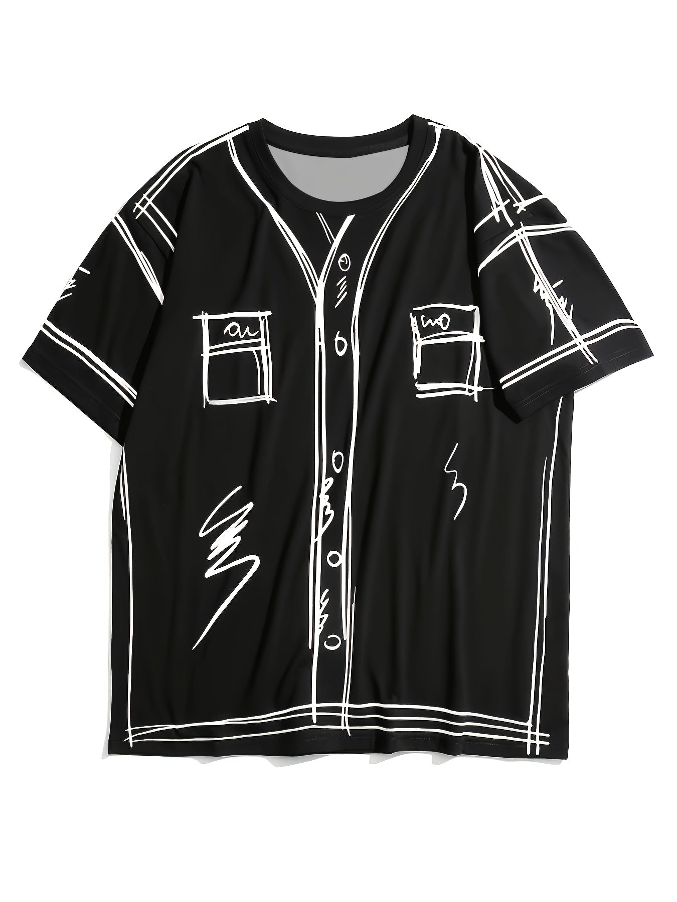 Camiseta de verano para hombre, dibujada a mano en Harajuku, de manga corta, casual, de tejido de punto