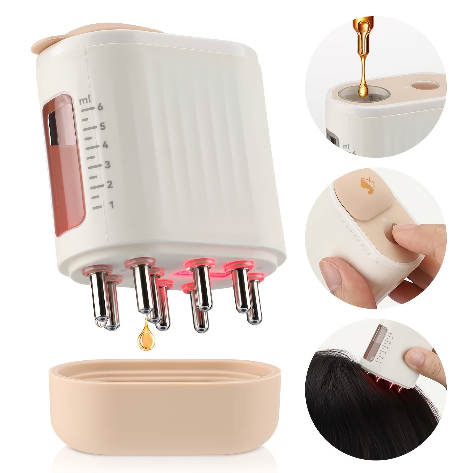 Portable USB Rechargeable Hair Oil Applicator Leak-Proof Mini Design High Vibration Motor