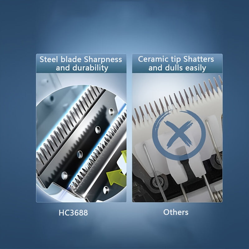 Hairclipper Series 3000 Deep Blue Steel Blades 7-Speed Length Settings PowerDrive Type-C Charging Accessories