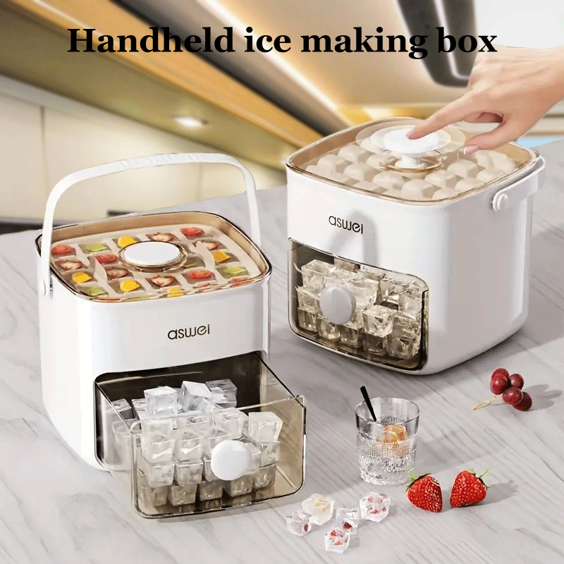 Manual Ice Maker - High Capacity 48 Ice Cubes, Double Layer, No Electricity