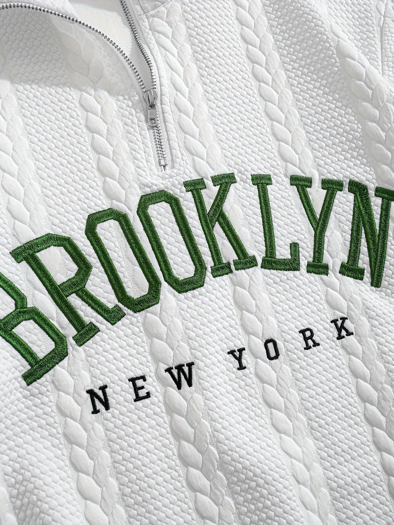 Jacquard Preppy Collared Neck Embroidered Hoodie Long Sleeve Loose Fit Unisex