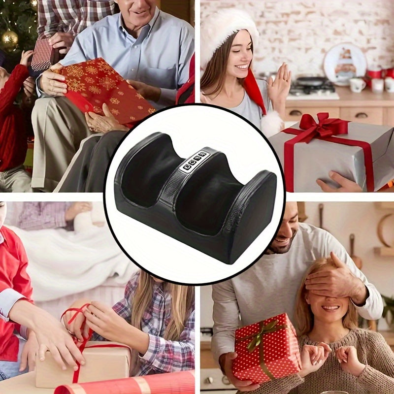 Electric Foot Massager with Heating Deep Kneading Portable Black and White