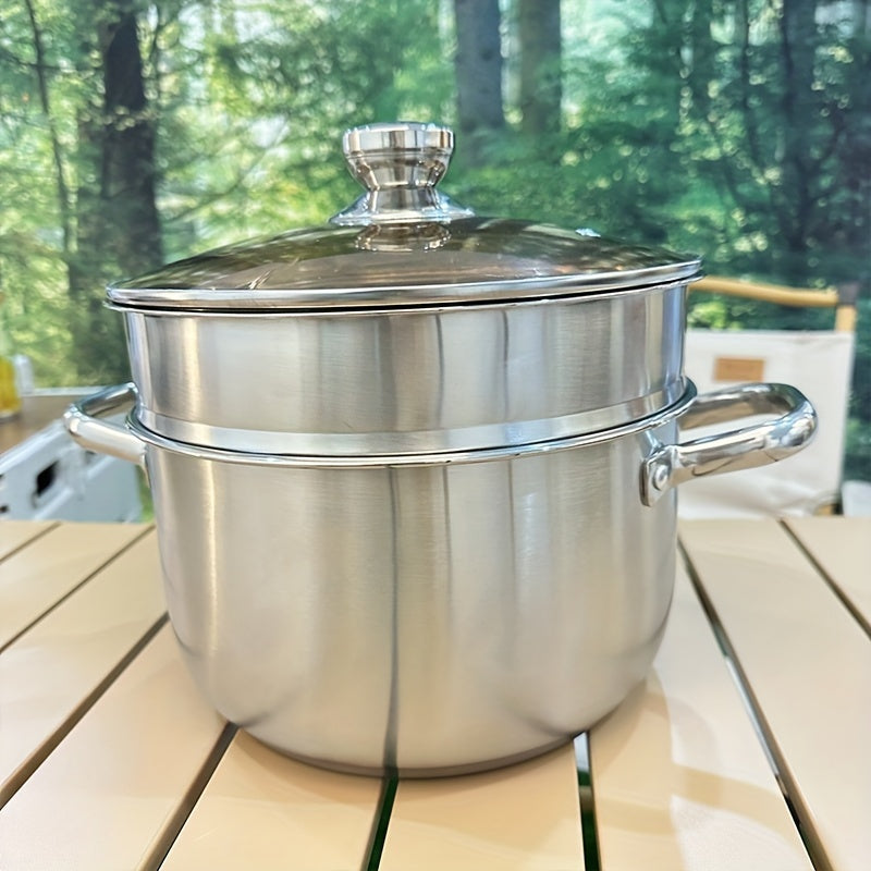 Juego de ollas de vapor de acero inoxidable con tapa 1.8kg multiusos para verduras, dumplings, sopas