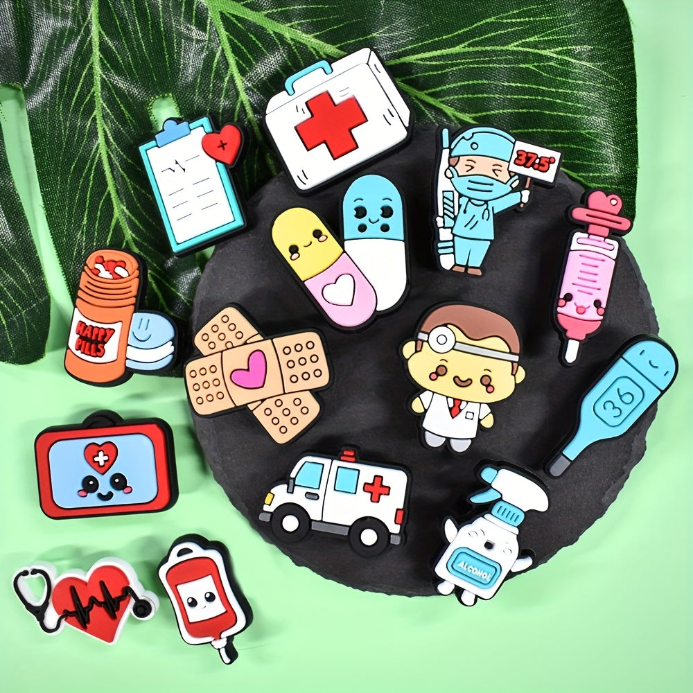 22/45 Pcs Soft PVC Cartoon Medical Shoe Charms Nurse Mask Shoe Accessories