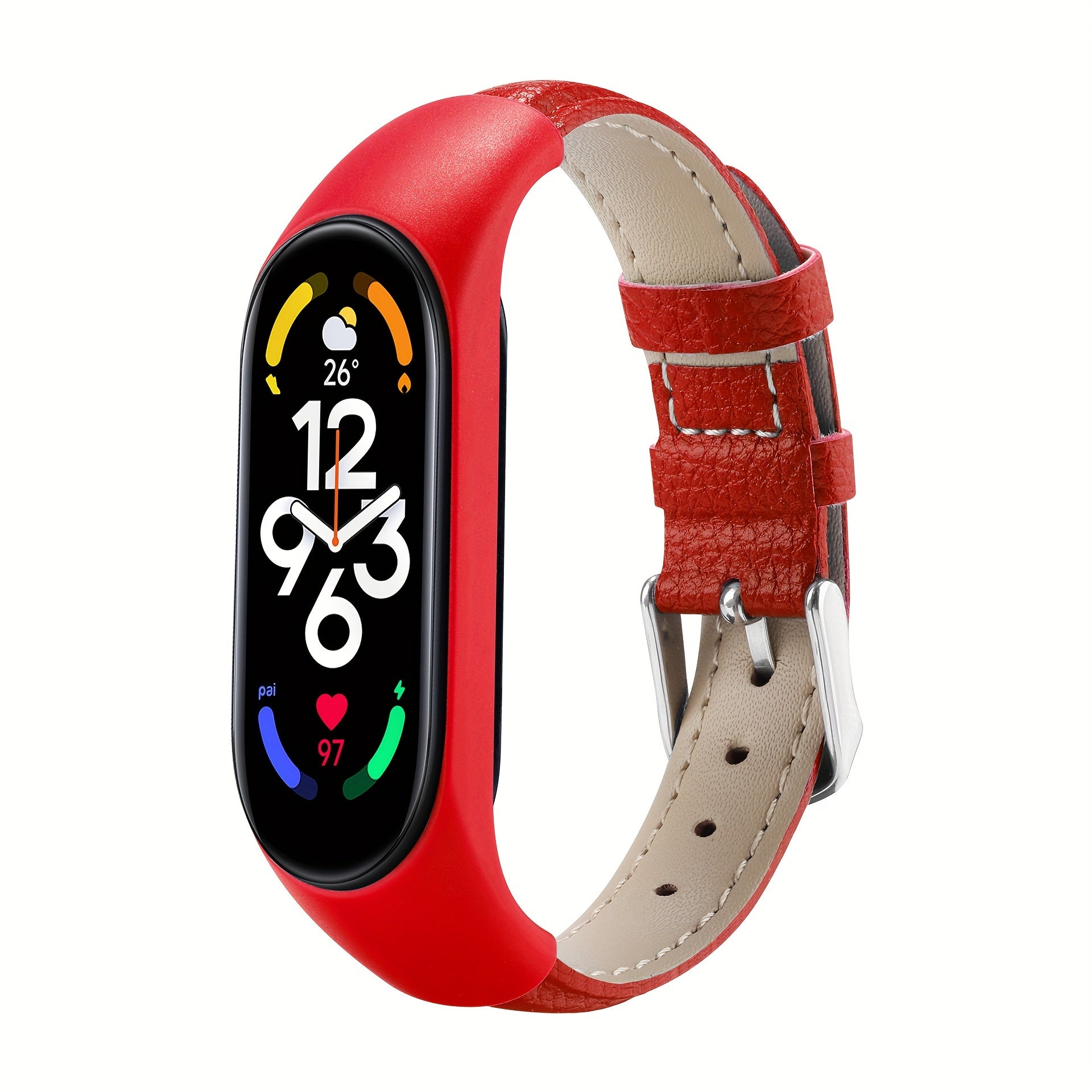 Smartwatch Strap for Xiaomi Mi Band 3 4 5 6 7 Synthetic Leather Adjustable Buckle Black Brown White