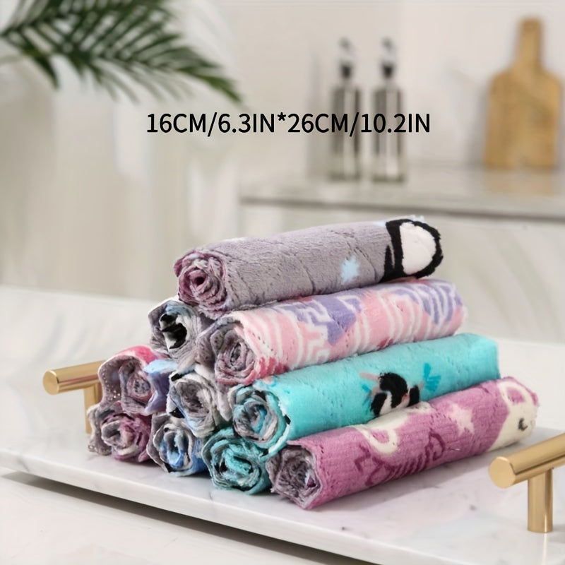 5/10 Pack Coral Velvet Kitchen Towels and Rags Set for Home and Car Cleaning