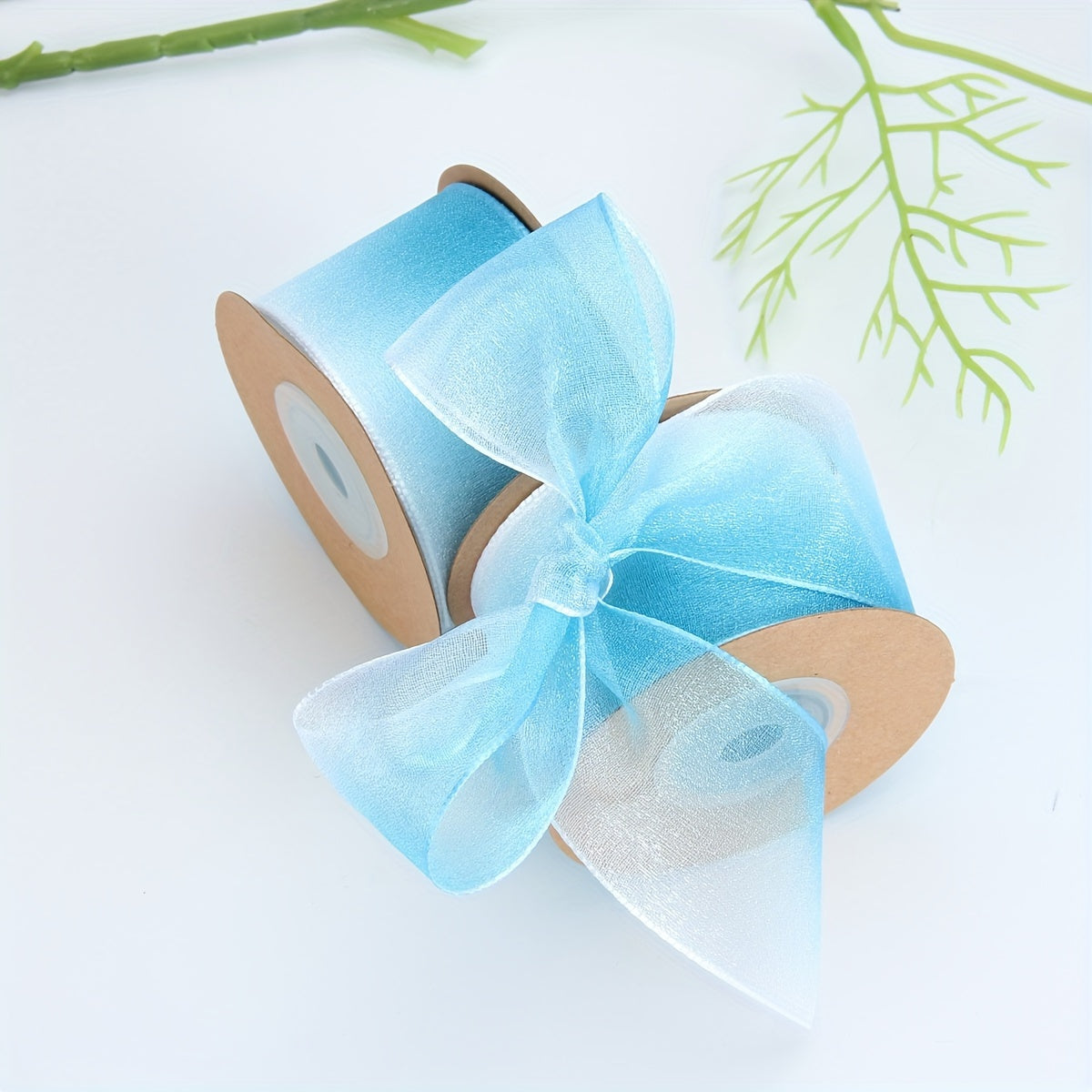 1 ta qatorli rang-barang gradient shaffof organza lenta DIY tort qadoqlash, sovg'a o'rash va bayram bezatish uchun