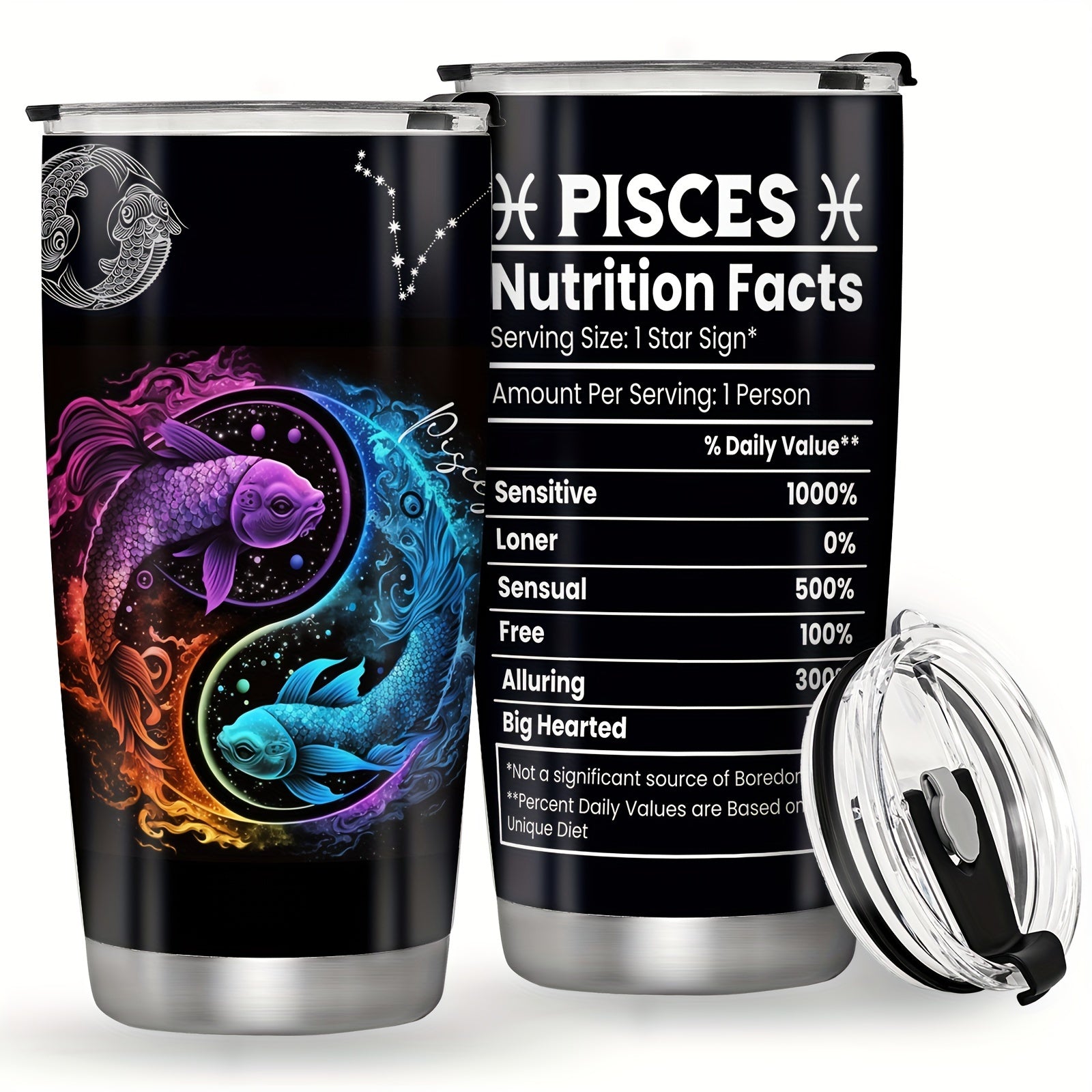 20oz Stainless Steel Zodiac Tumbler with Horoscope Design Leakproof Double Wall Vacuum Insulated Travel Mug for Outdoor Use