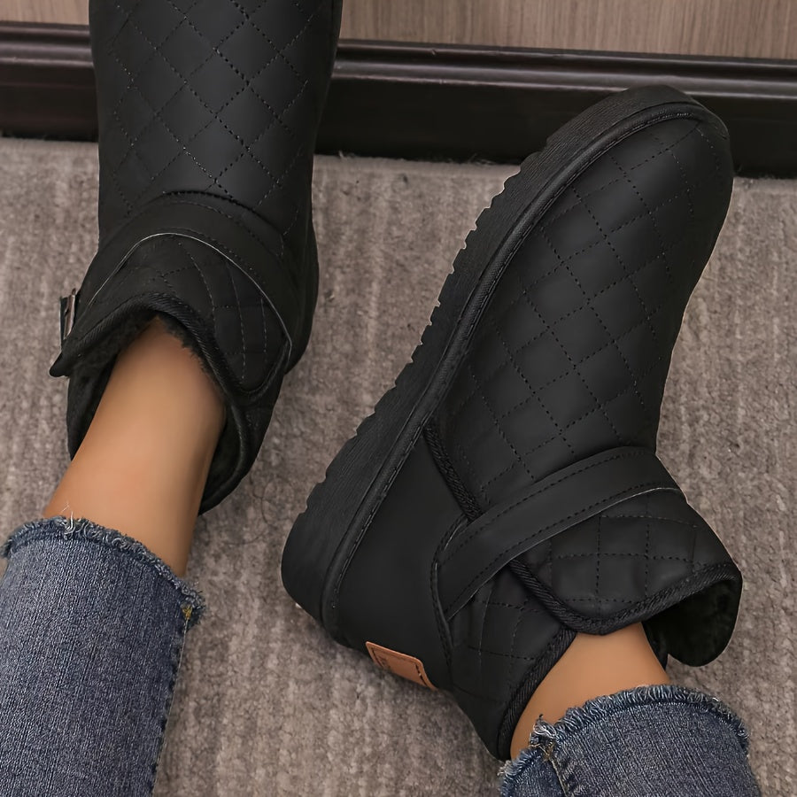 Women's Quilted Fleece-Lined Winter Snow Boots with Non-Slip Sole