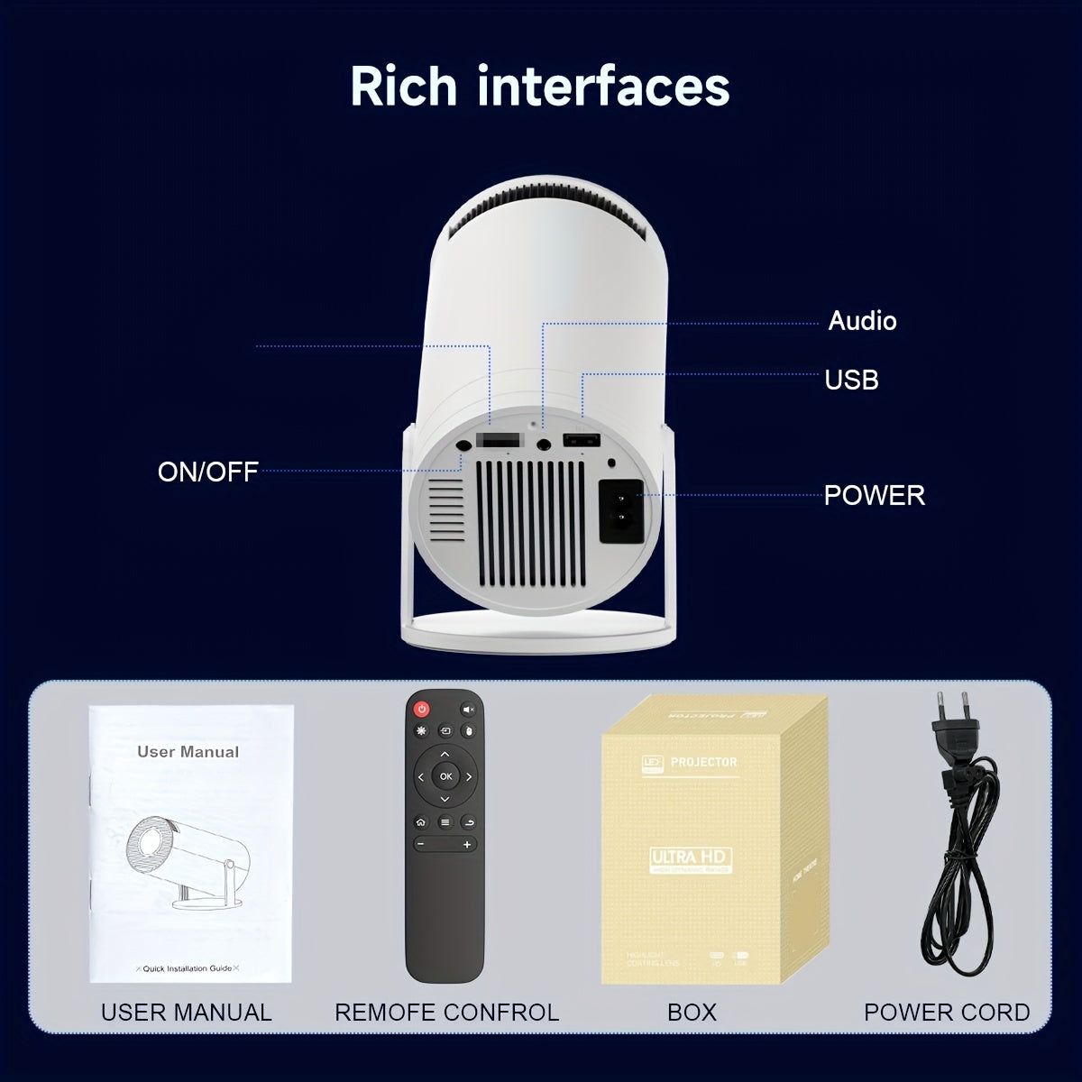 Mini Projector with WiFi 6 and 1080P Video Encoding for Home Theater