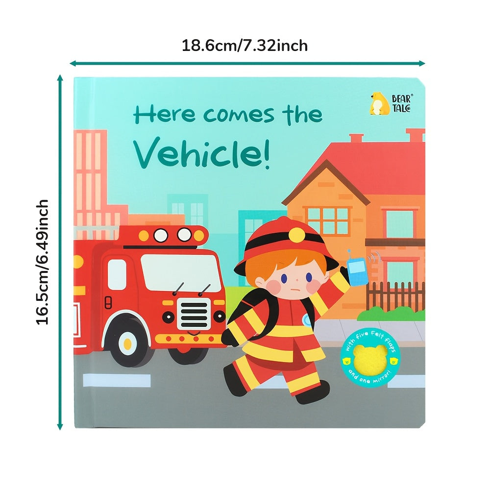 Children's Felt Petal Book for Fine Motor Skills Development Vehicle Theme Hardcover English 3 Years Old