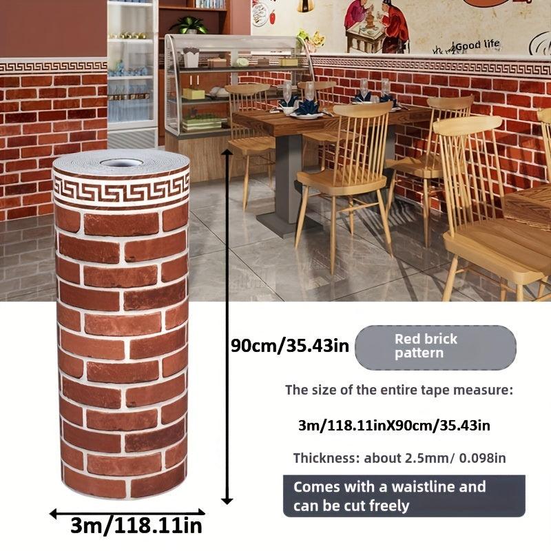 Waterproof PVC Vintage Gray Brick Wall Panel 3D Peel and Stick 90cm x 3m