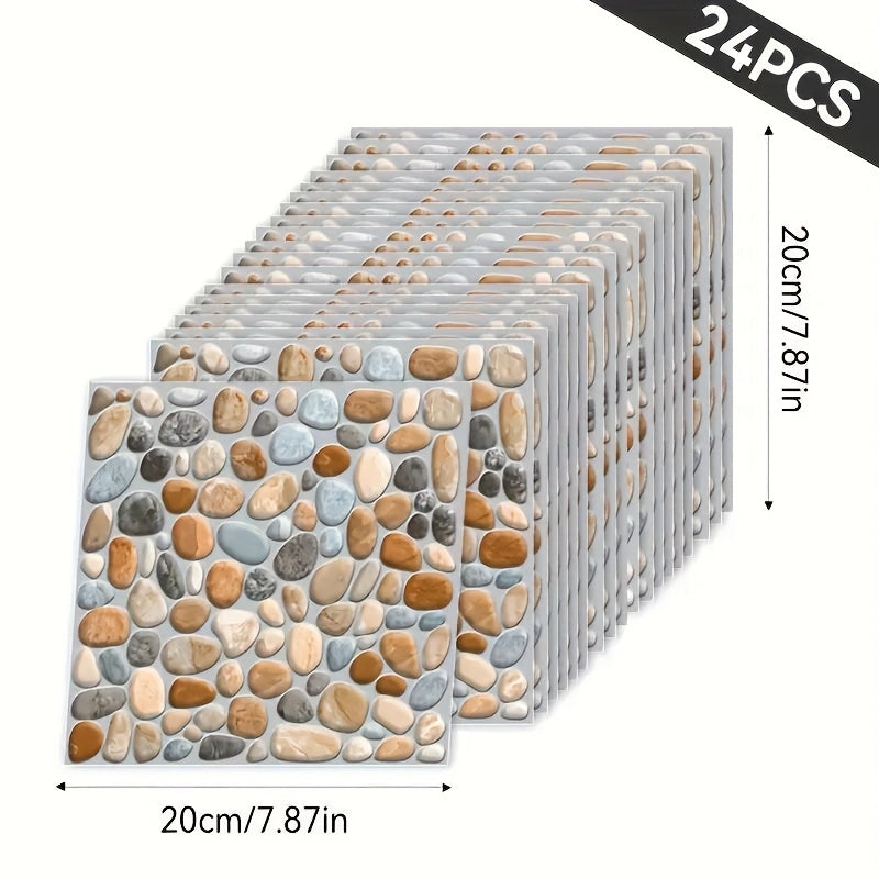 24-48Pcs Marble Self-Adhesive Wall Stickers for Bedroom Bathroom Decor