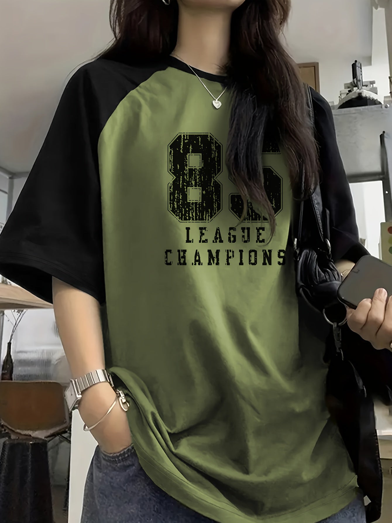 Women's Casual Crew Neck Letter Print T-Shirt Short Sleeve Knit Polyester Elastane All Seasons
