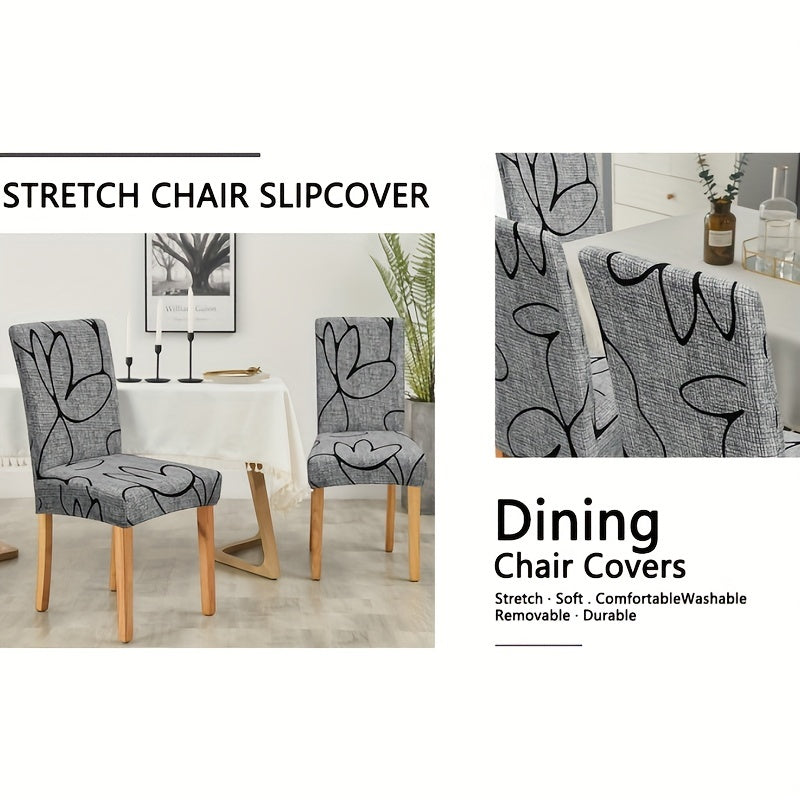 1 шт. Эластичный чехол для обеденного стула с цветочным узором для защиты мебели, универсальный для всех сезонов.