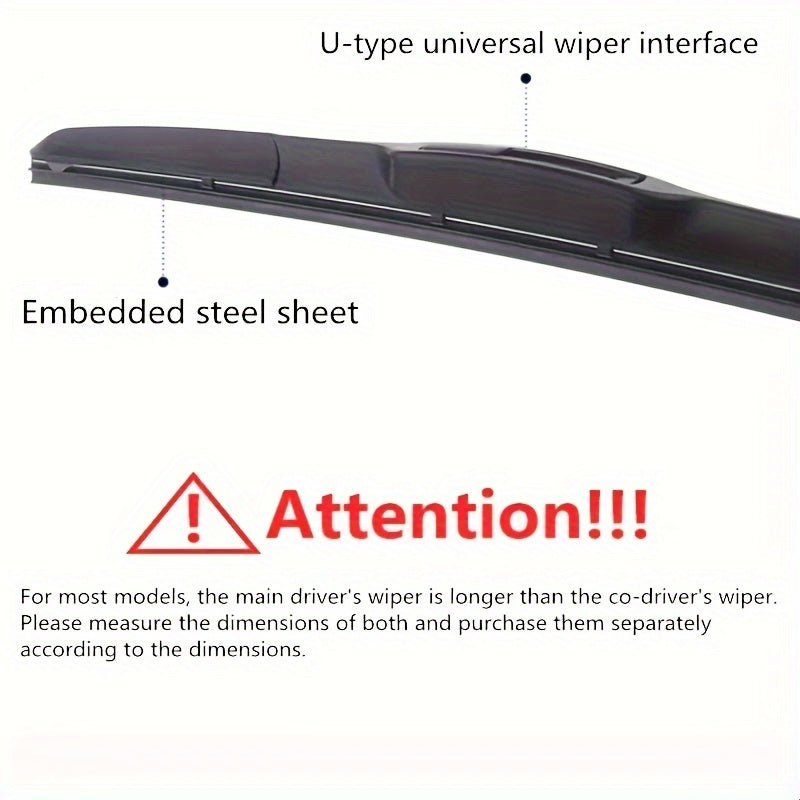 Universal Fit 14in Natural Rubber 3-Section Wiper Blades for All Weather