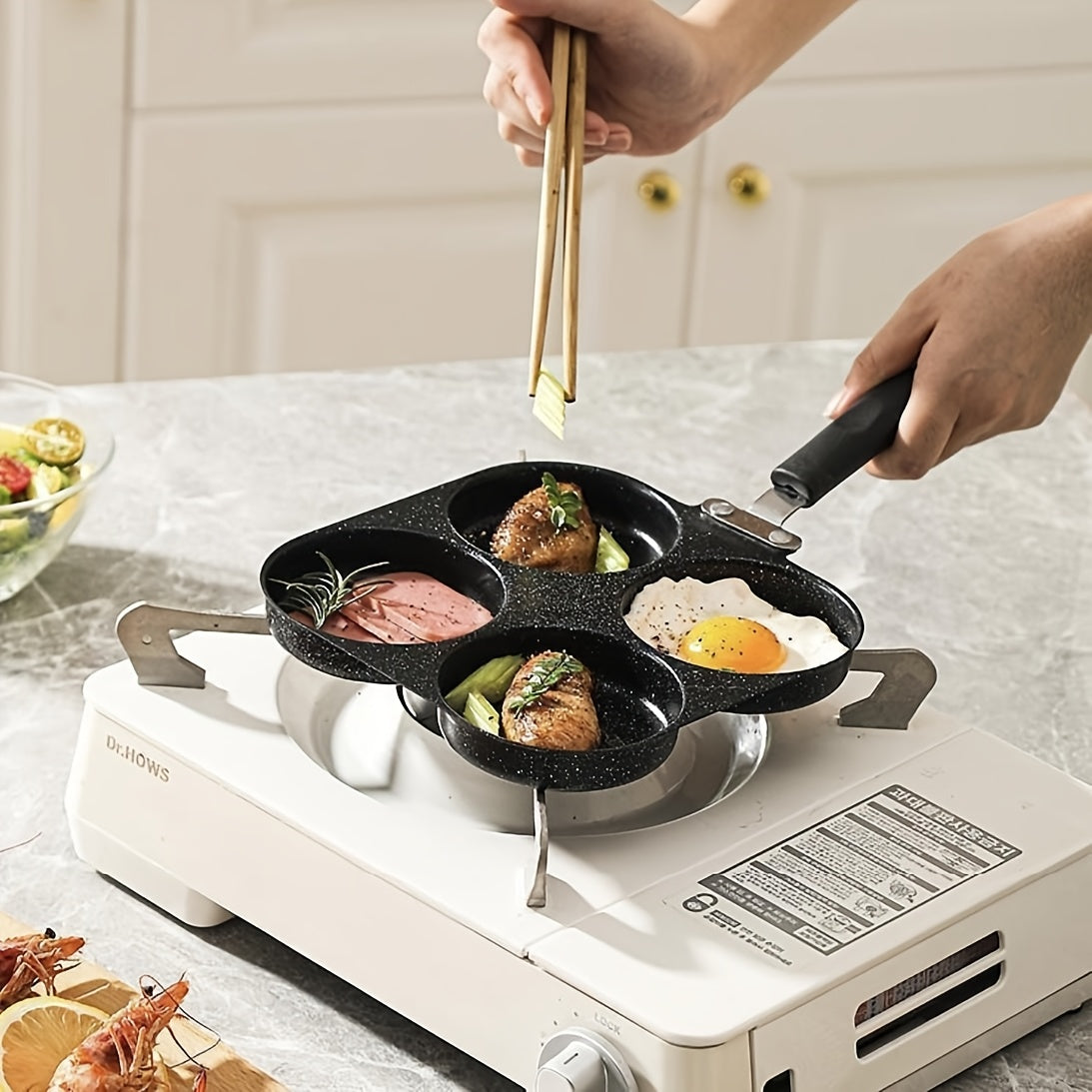 Антипригарная чугунная сковорода для яиц и блинчиков на 4 чашки для газовых и электрических плит