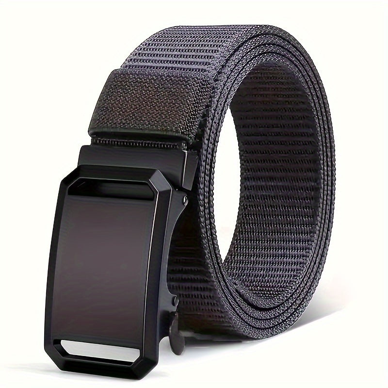 Men's Canvas Belt with Automatic Buckle for Jeans Outdoor Sports Black