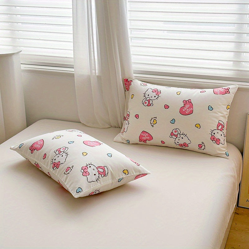 Pink Hello Kitty Pillowcase 100% Soft Breathable Fabric Envelope Closure