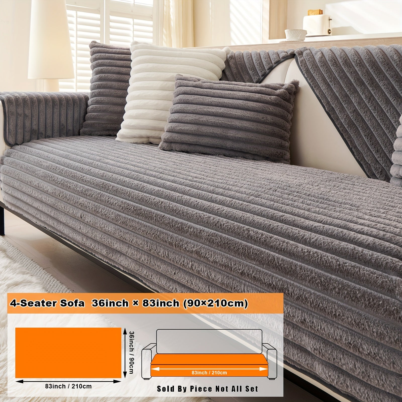 Barcha turdagi divanlar uchun mo'ljallangan, sun'iy quyon junidan tayyorlangan zamonaviy plush divan qoplamasi, mushuk va it egalari uchun iliqlik va himoya ta'minlaydi.