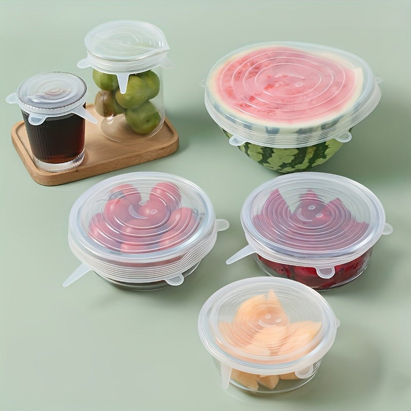 6-Pack Reusable Silicone Food Storage Covers, Dishwasher Safe, Freezer Safe