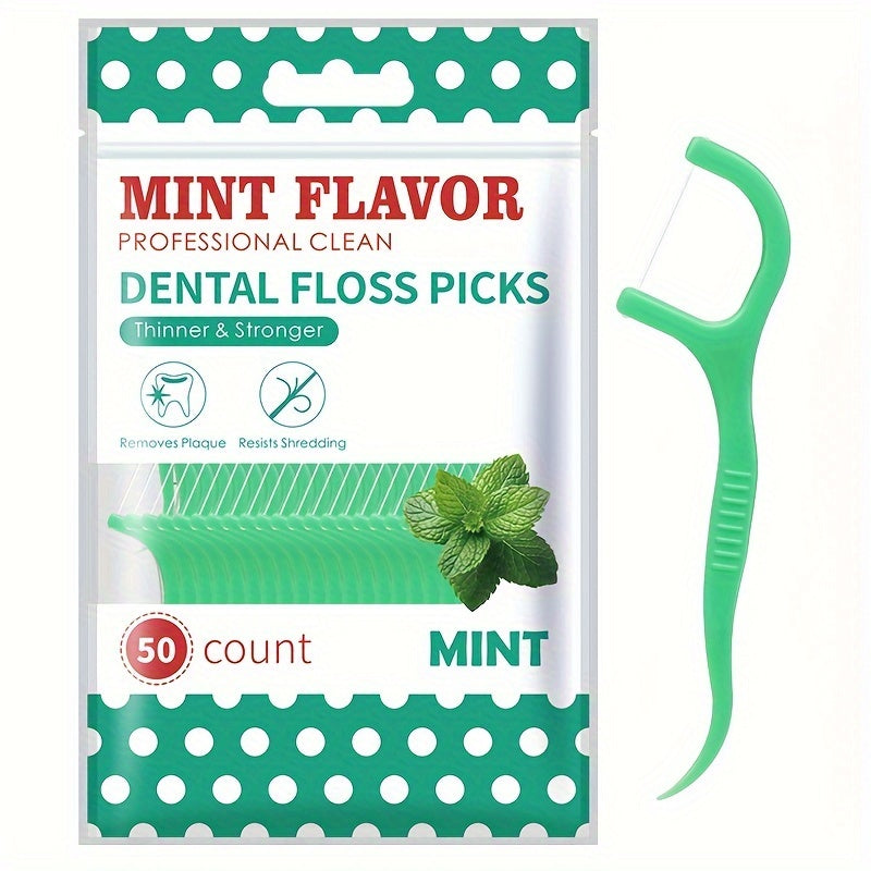 Mint Flavored Dental Flosser Picks Deep Cleaning Travel Oral Care