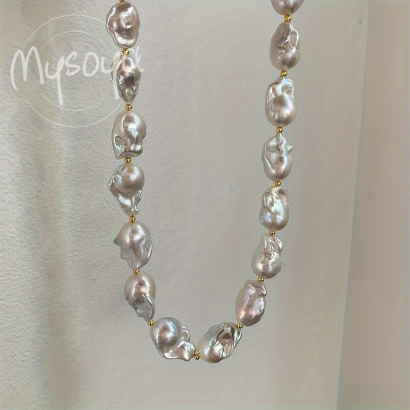 Baroque Freshwater Pearl Necklace for Women 14-23mm Handmade Boho Jewelry