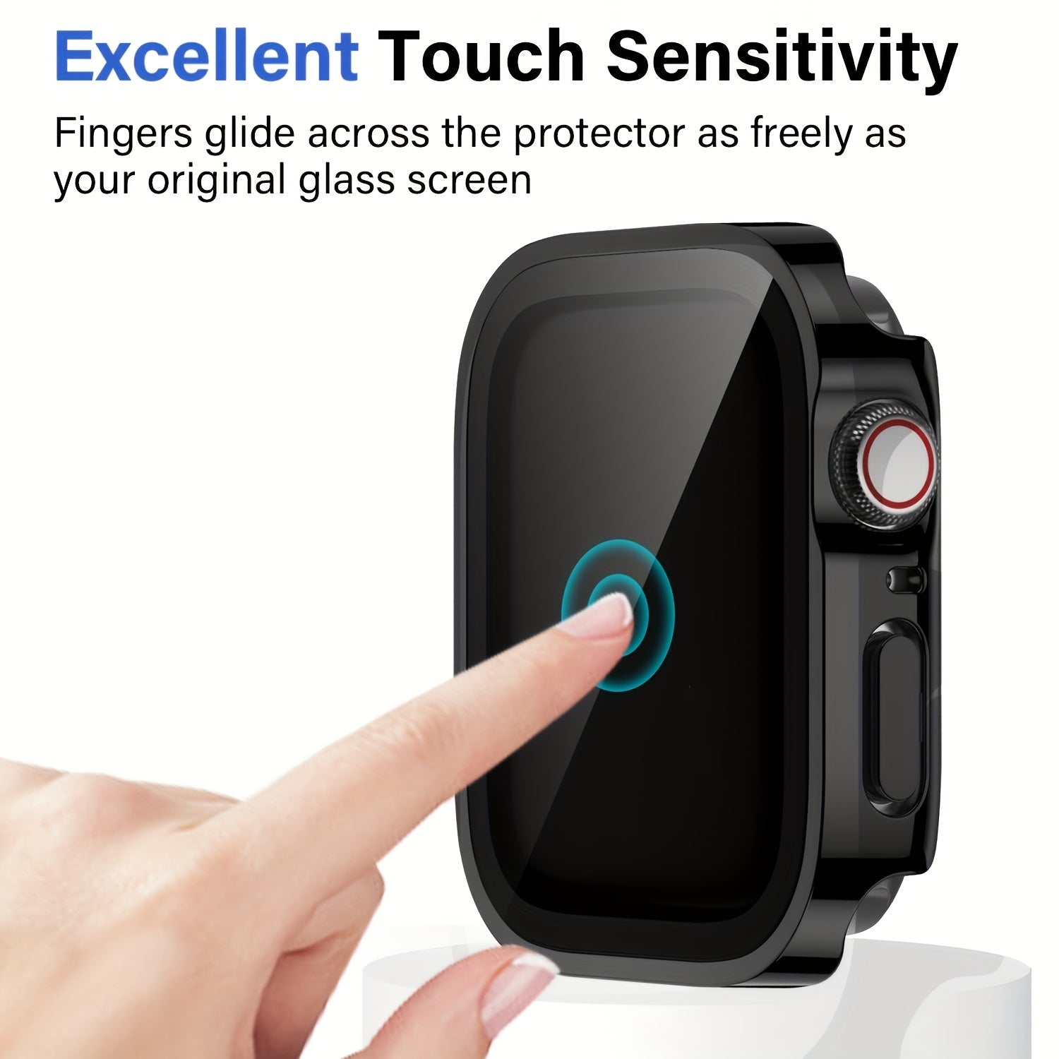 3-Piece Full Coverage PC Protective Case Set for Apple Watch with Built-in Glass Screen Protector 40mm-49mm