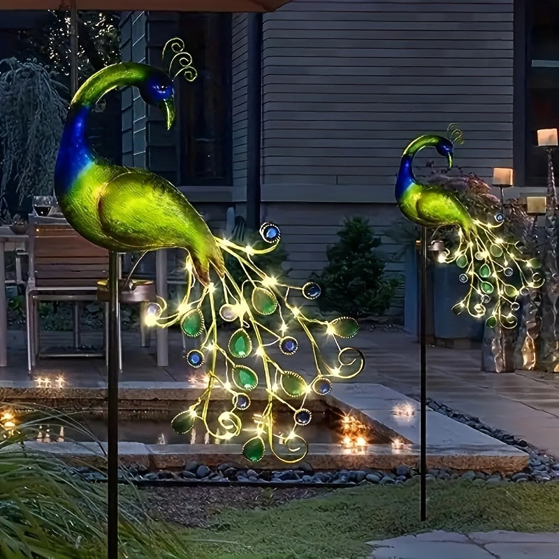 Solar-Powered Peacock Garden Light with Adjustable Lighting Outdoor Yard Decor