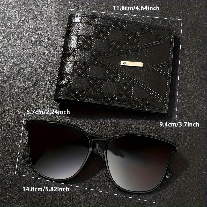 Men's Casual Quartz Watch Glasses Wallet Set Non-Waterproof Zinc Alloy Strap