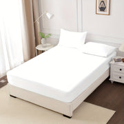 Three-Piece Solid Color Bed Sheet Set with Pillowcases and Deep Pocket Fitted Sheet