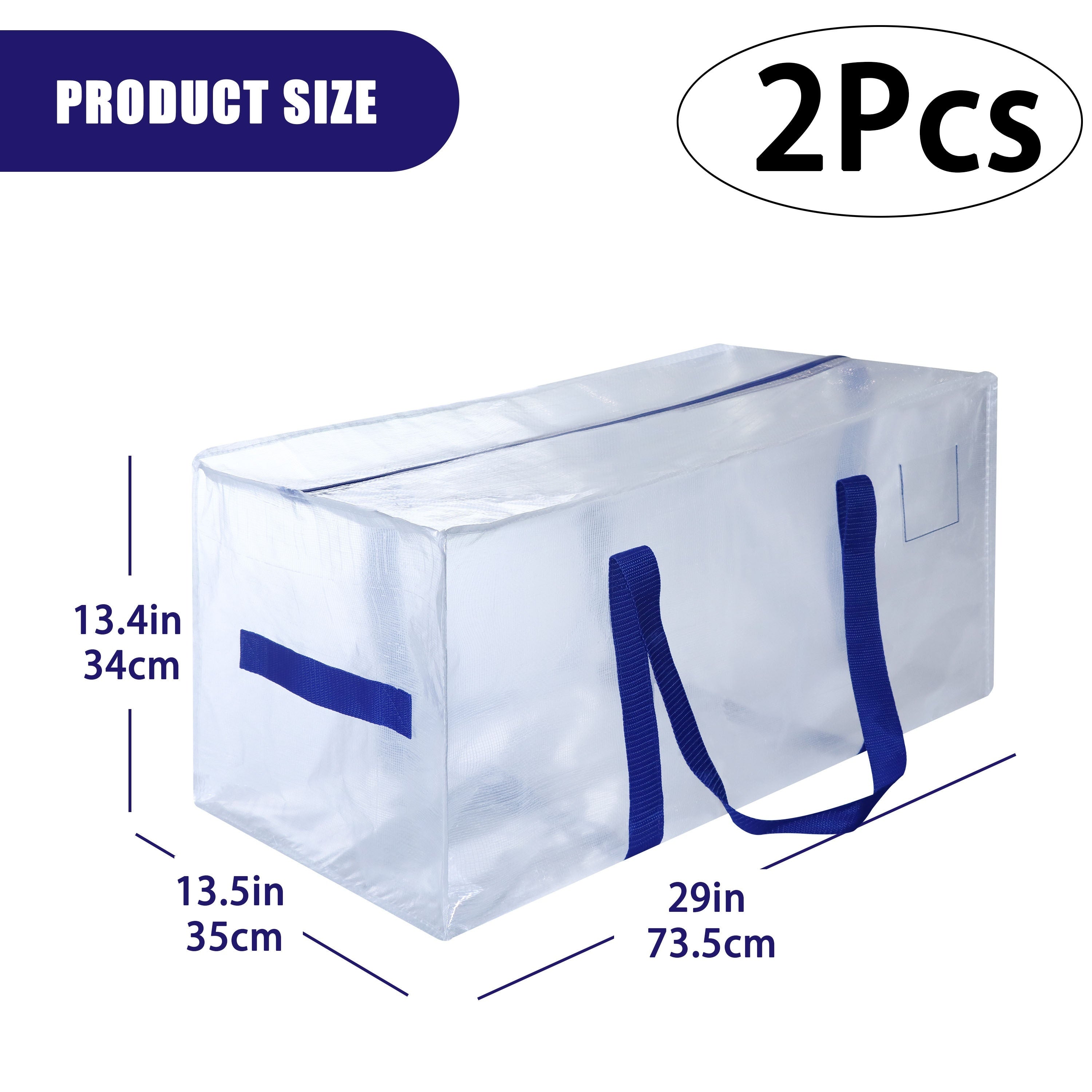 Two Large Storage Bags with Zippers Handles Durable Storage Bin for Bedroom Closet