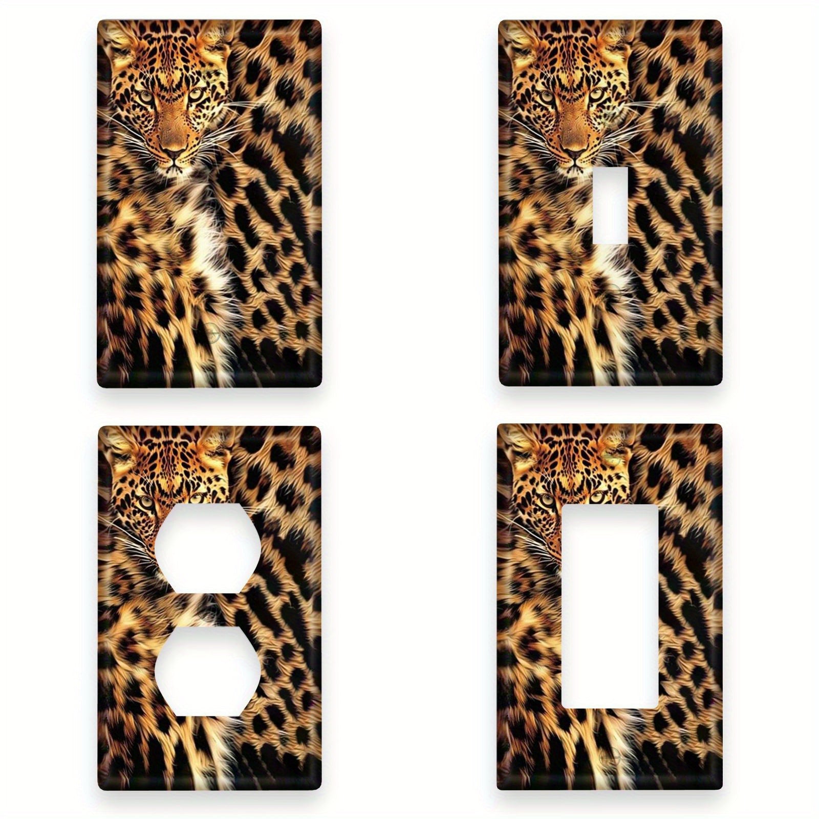 Leopard Fur Print Wall Plate Cover for Indoor and Outdoor Decor