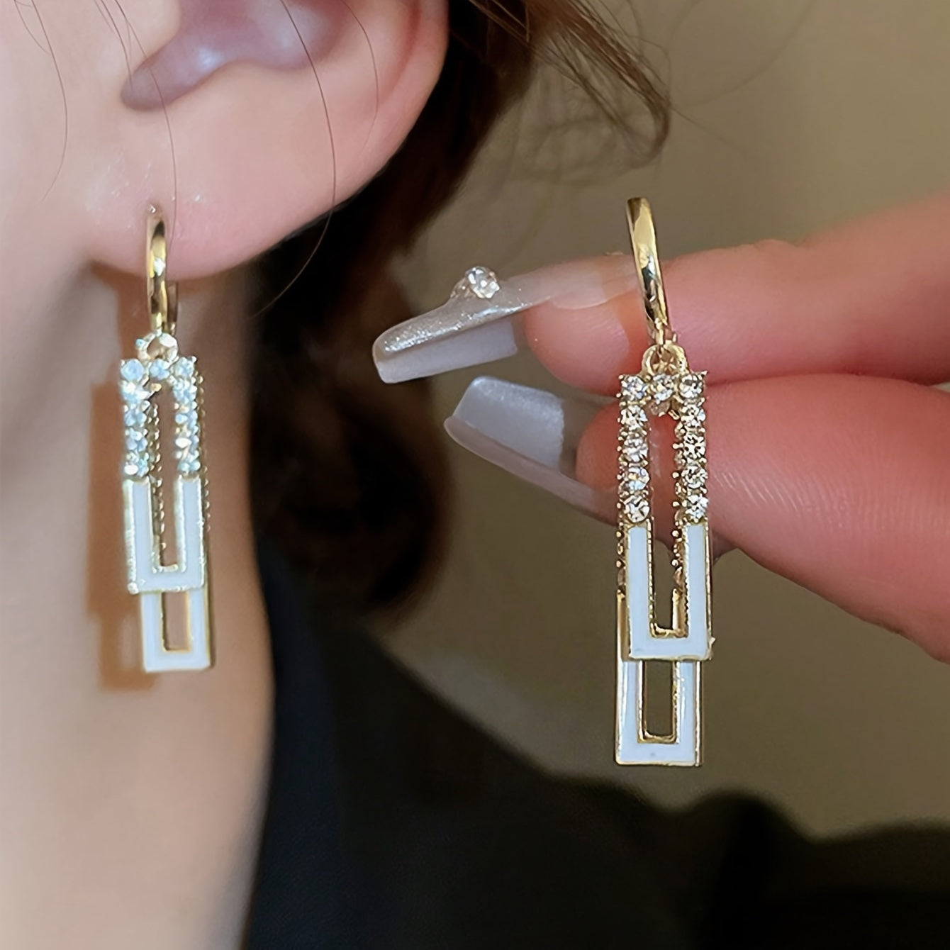 Women's Red Geometric Square Earrings with Gold-Tone Bars 2-Pack