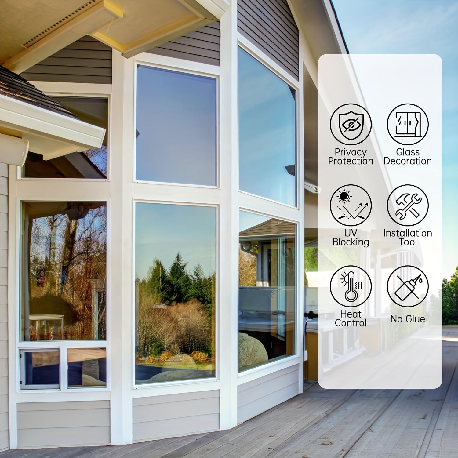 PVC Privacy Window Film 3mil Reflective Mirror Sunblock for Daytime Privacy