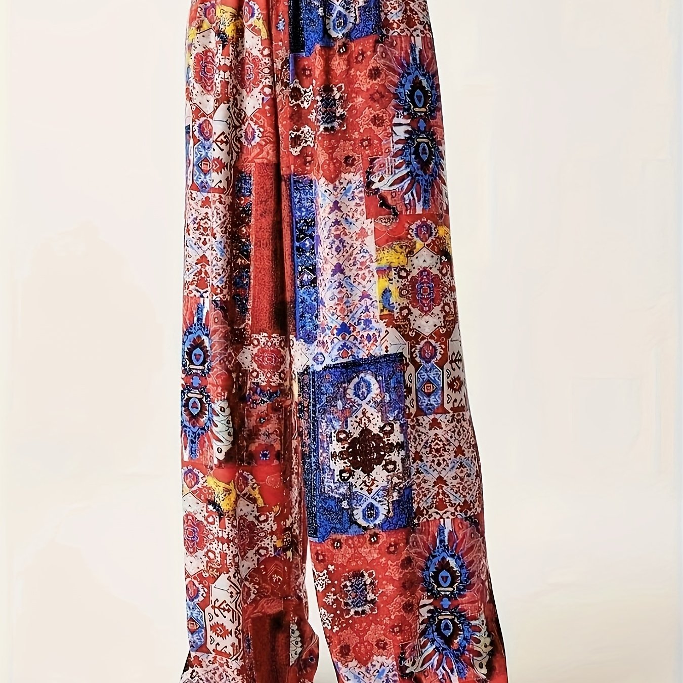 Women's Tribal Print Wide Leg Pants Polyester Blend All-Season Plus Size