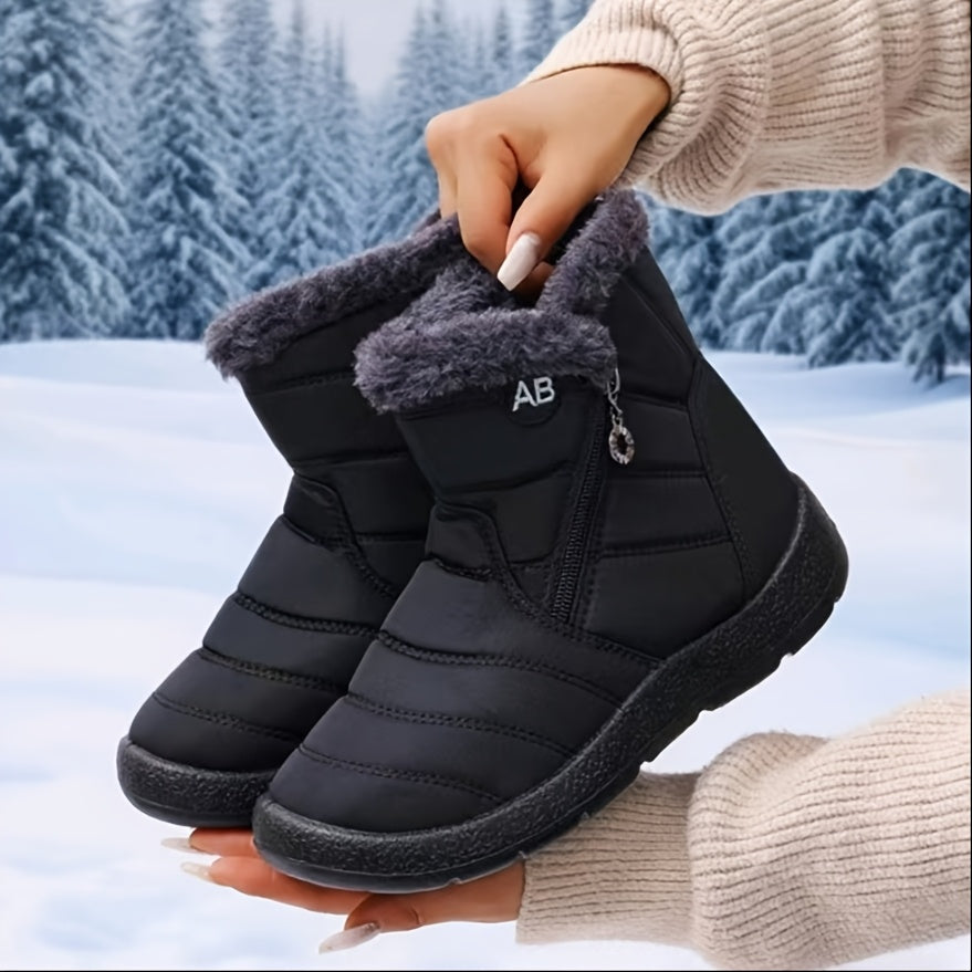Women's Winter Thick Warm Fleece Short Boots Flat Large Sizes 36-44