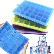 Silicone Ice Cube Trays 24 Compartments Lid Stackable Dishwasher Safe