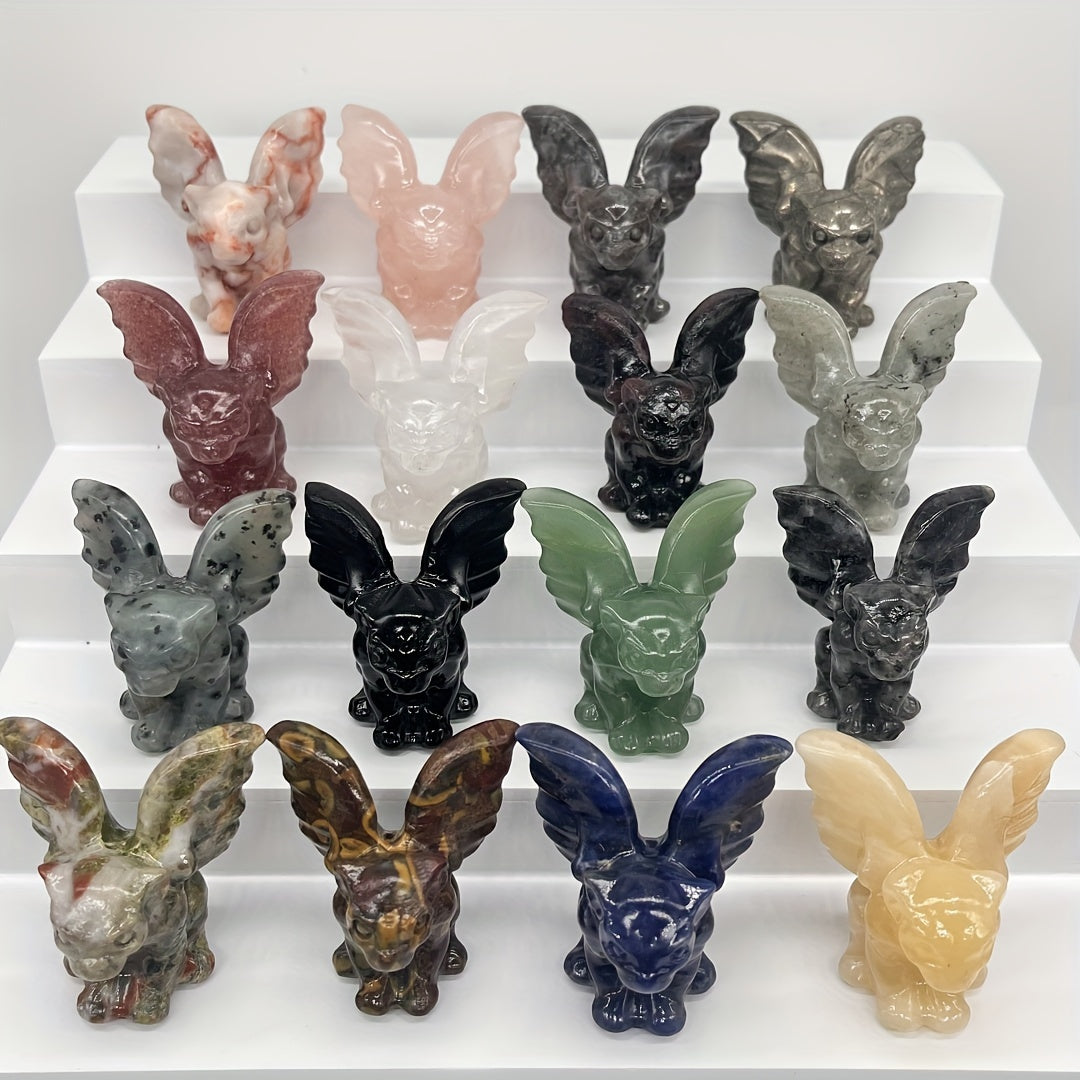 Uy bezaklari va ofis stol aksessuarlari uchun tabiiy kristall gargoyle haykali