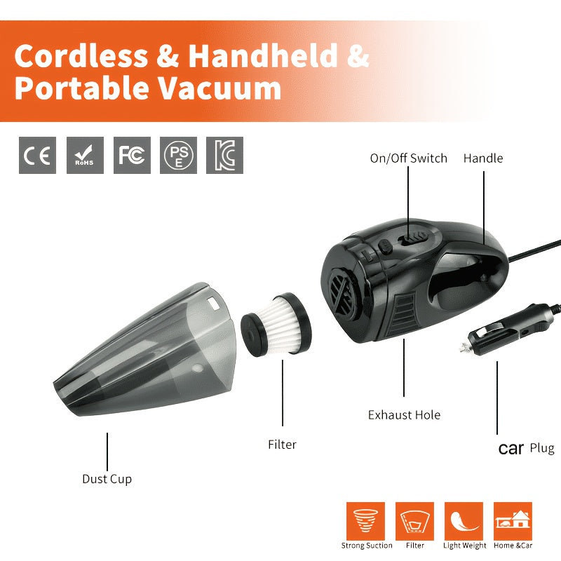 Car Vacuum Cleaner, Handheld, High Power, Wet and Dry Use, Car Accessories
