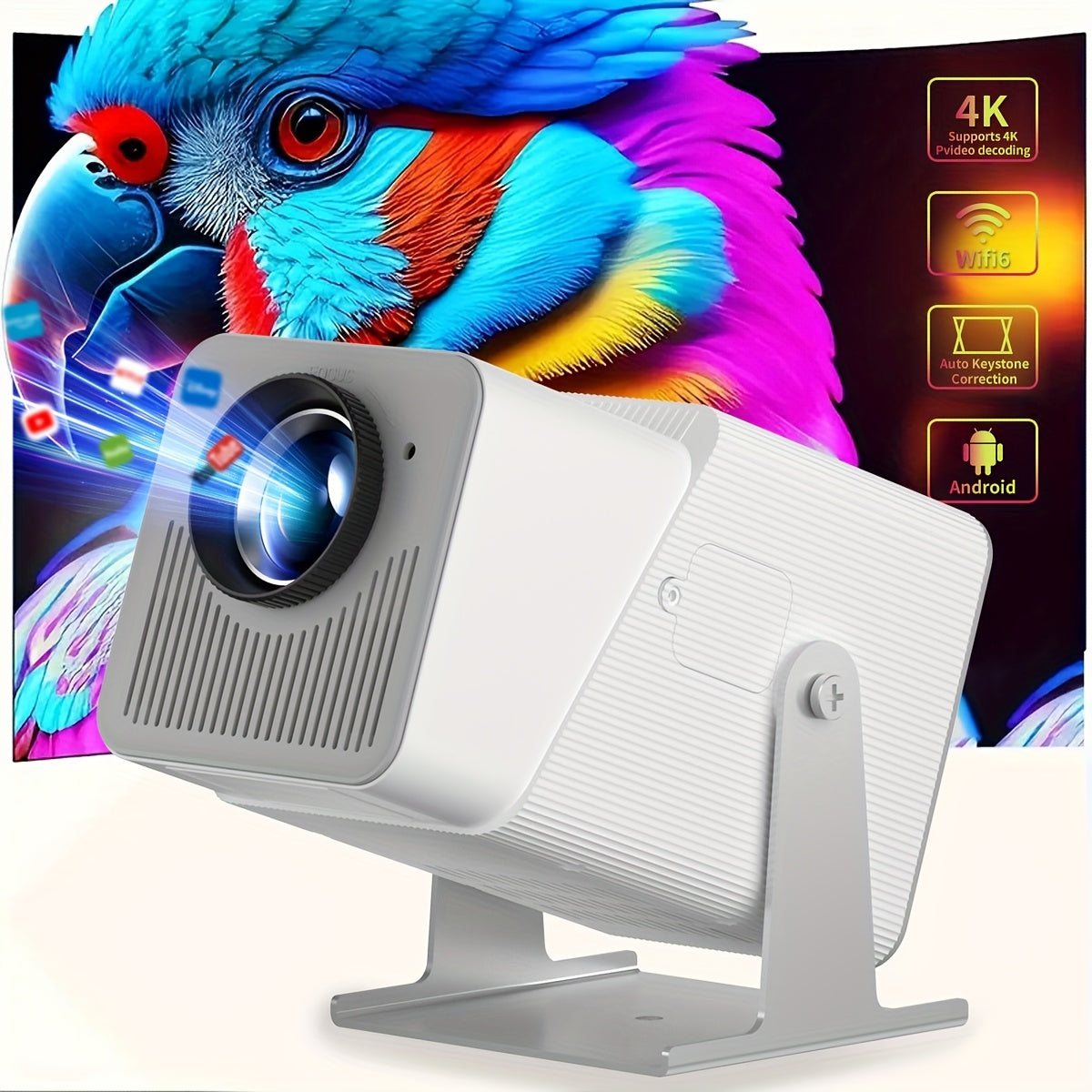 Мини-проектор 4K видео с WiFi 5G, Android OS, яркость 260 ANSI