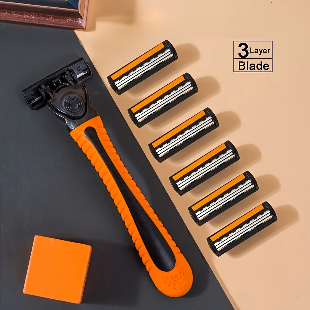 Vibrant Orange Manual Safety Razor for Men and Women with Stainless Steel Blades