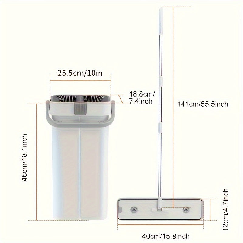 7-Color Flat Mop and Bucket Set with Reusable Pads and Hands-Free Washing