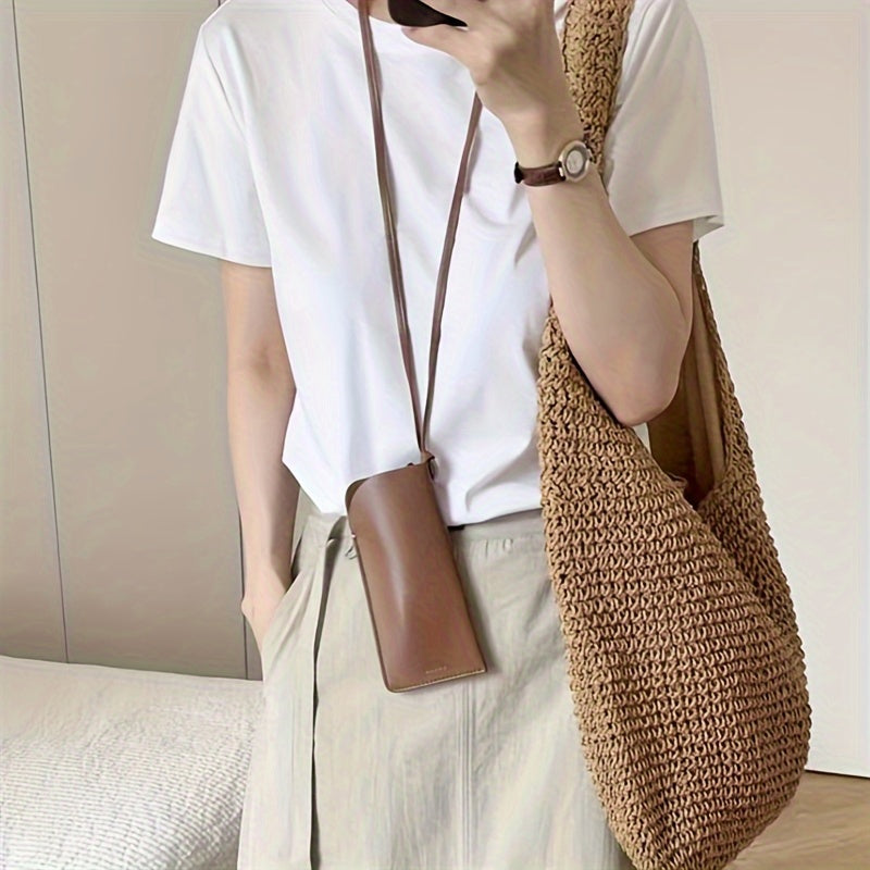 Faux Leather ko‘zoynaklar sumkasi, konkav shakl va osma bo‘yin lanyard bilan, zamonaviy to‘g‘ri rang