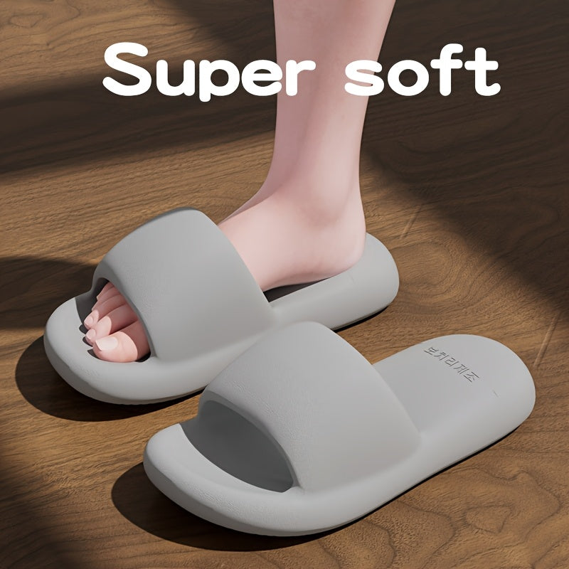 Women’s Cotton Open Toe Slippers With Soft Sole, Summer Beach, Solid Color