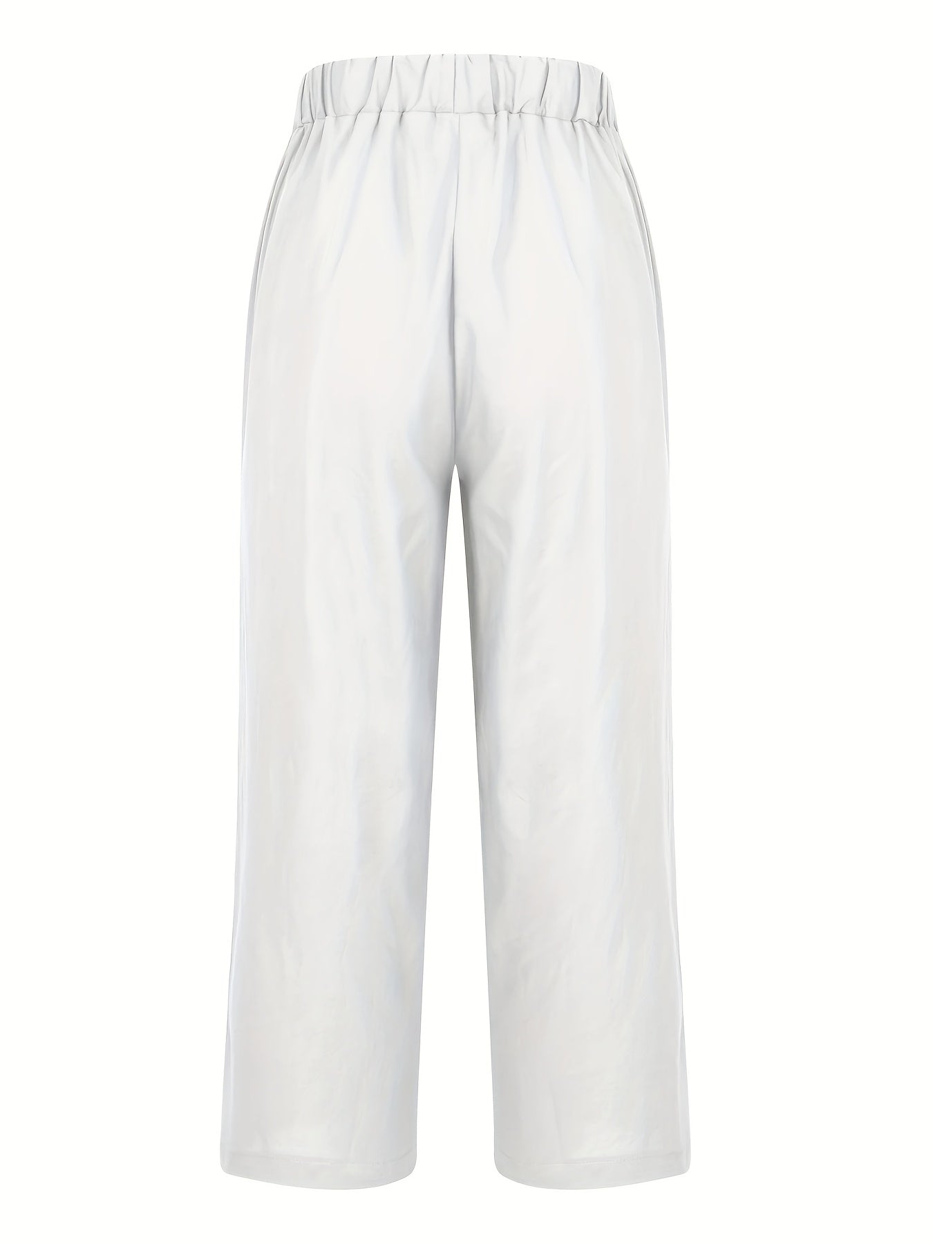 Plus Size Women's Elastic Waist Casual Pants with Pockets Solid Color