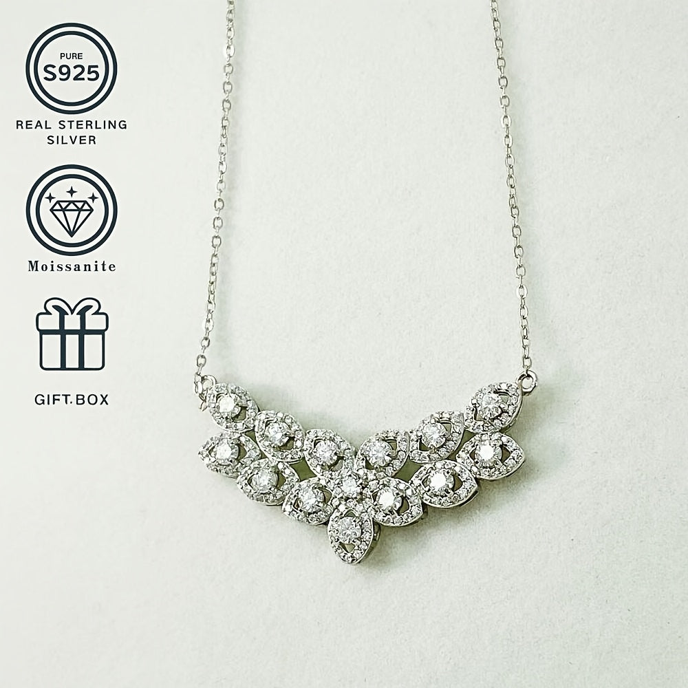 Boho-Chic 0.1 Carat D-Grade Moissanite Necklace Sterling Silver Lab-Created December Birthstone Lightweight